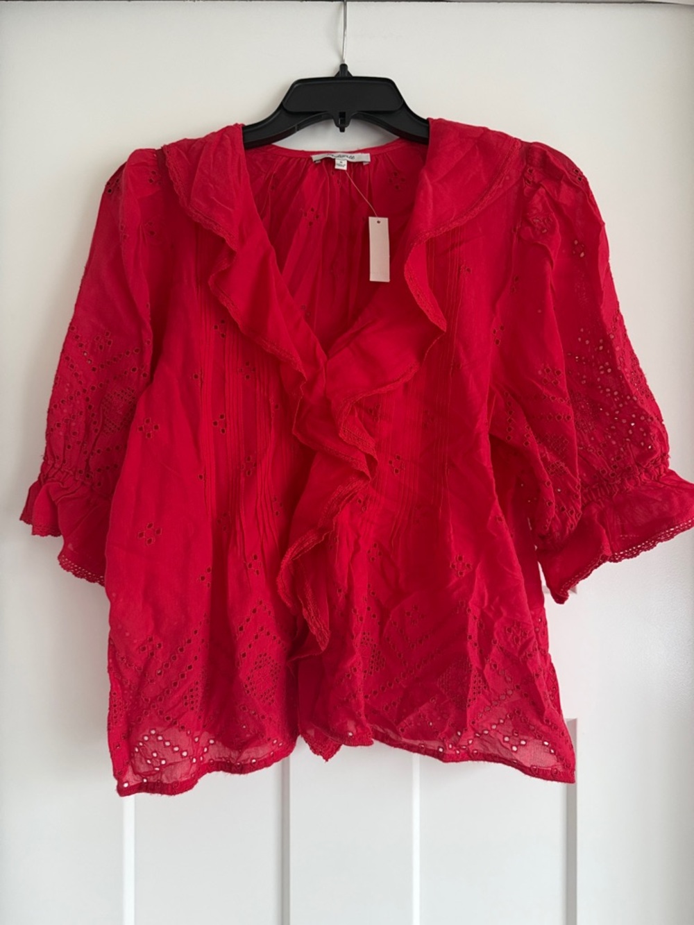 Madewell ruffle eyelet blouse